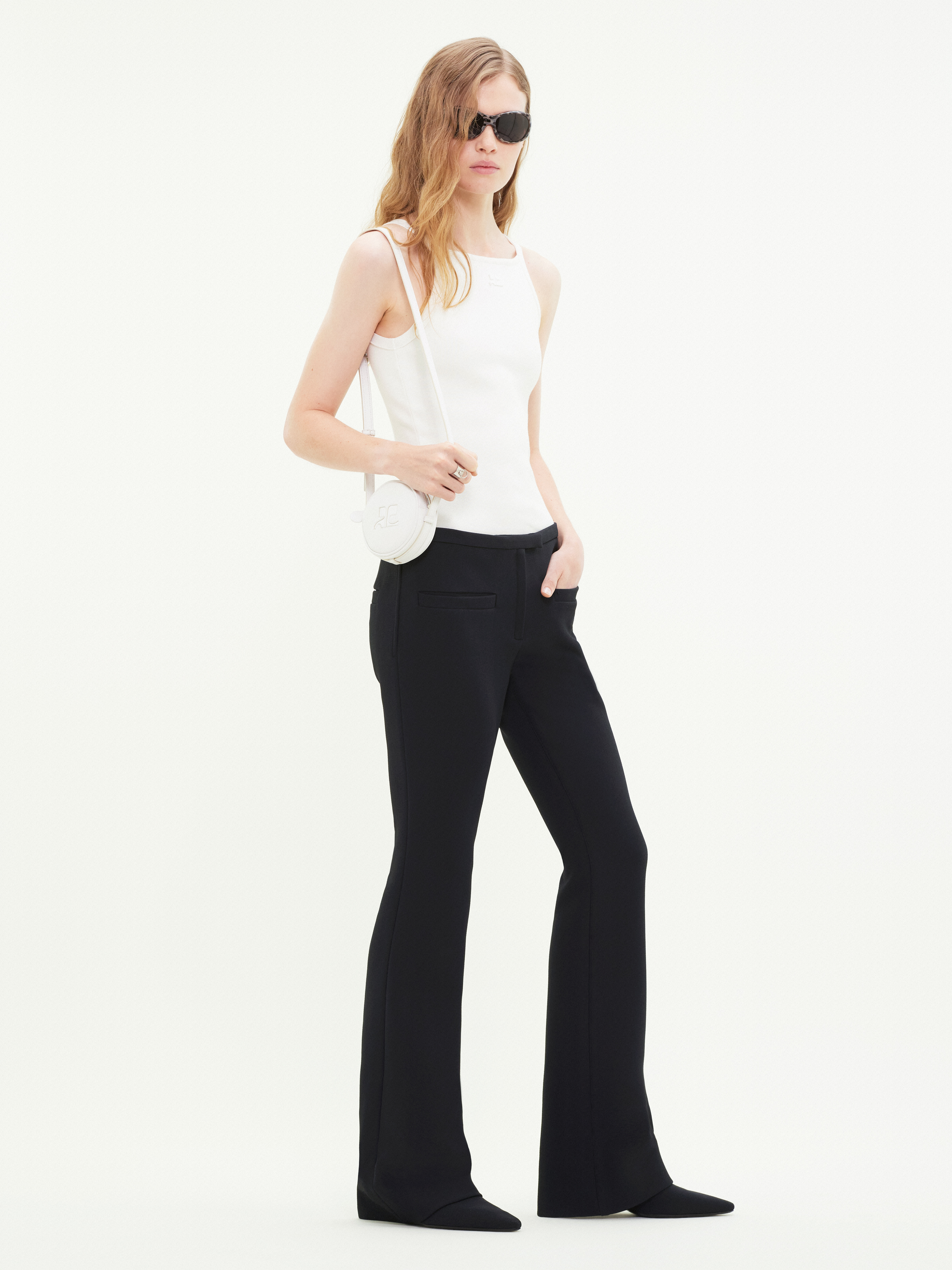 Courrèges High-waisted Straight-leg Trousers In Black