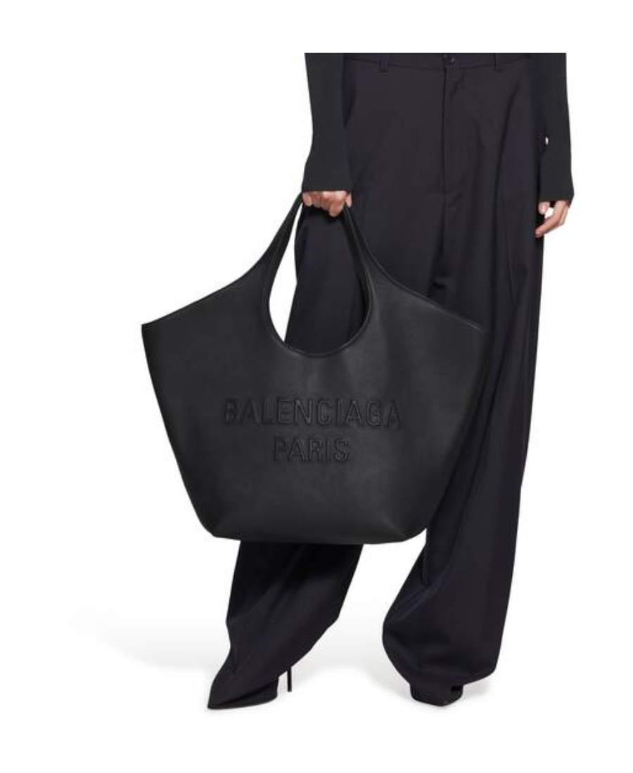 Balenciaga Woman Black Leather Medium Mary-kate Shopping Bag In Black