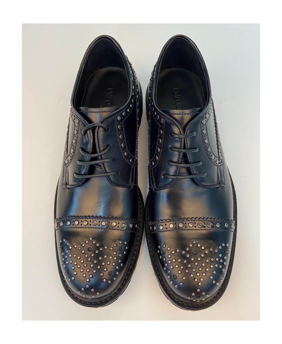Emporio Armani Logo Business Casual Shoes In Black