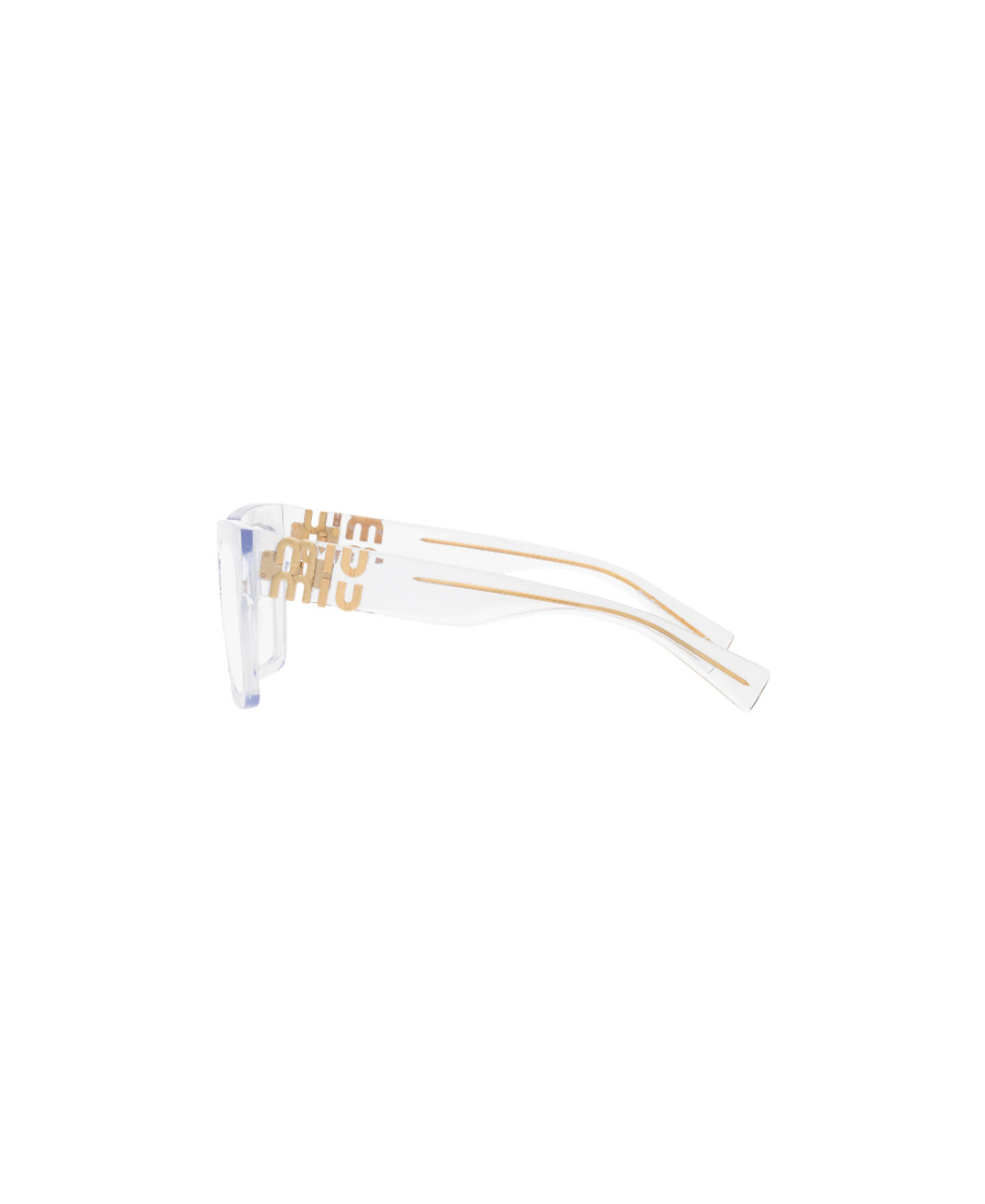 Miu Miu Logo-plaque Transparent Glasses In White