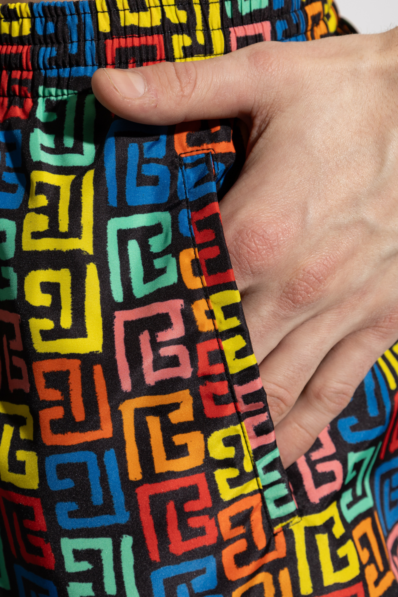 BALMAIN MONOGRAM-PRINT SWIM SHORTS