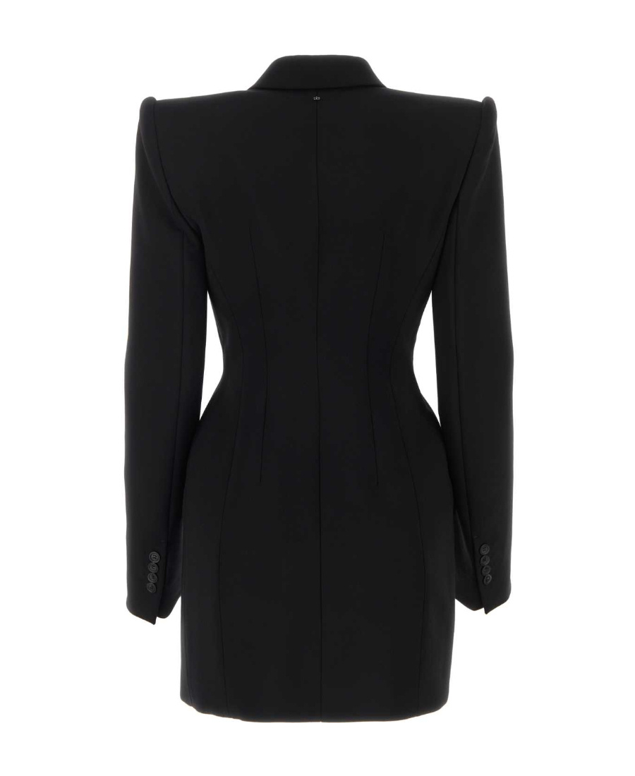 Sportmax Black Slim Double-breasted Jacket Wth Rhinestone Detail In Stretch Polyamide Woman In Black