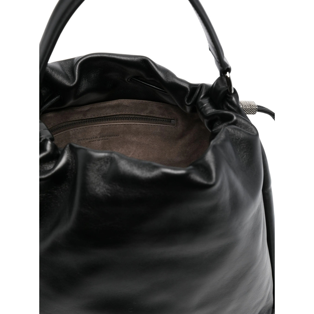 Shop Brunello Cucinelli Drawstring Shoulder Bag In Black