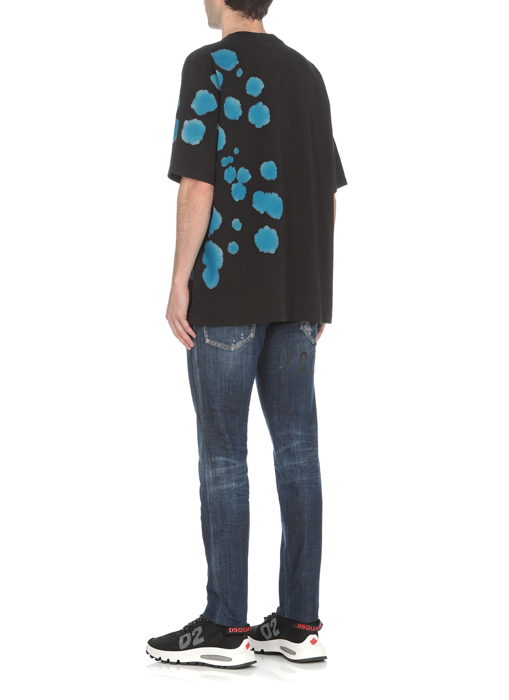 Dsquared2 Abstract-print Logo T-shirt In Black