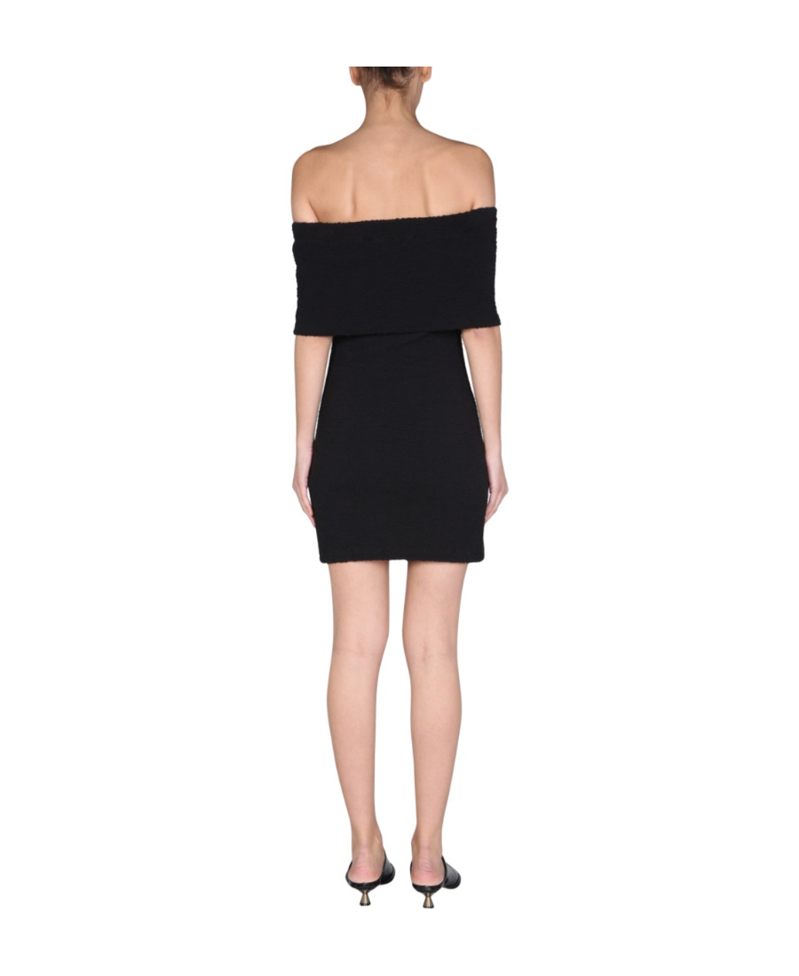 Msgm Off-shoulder Mini Dress In Black