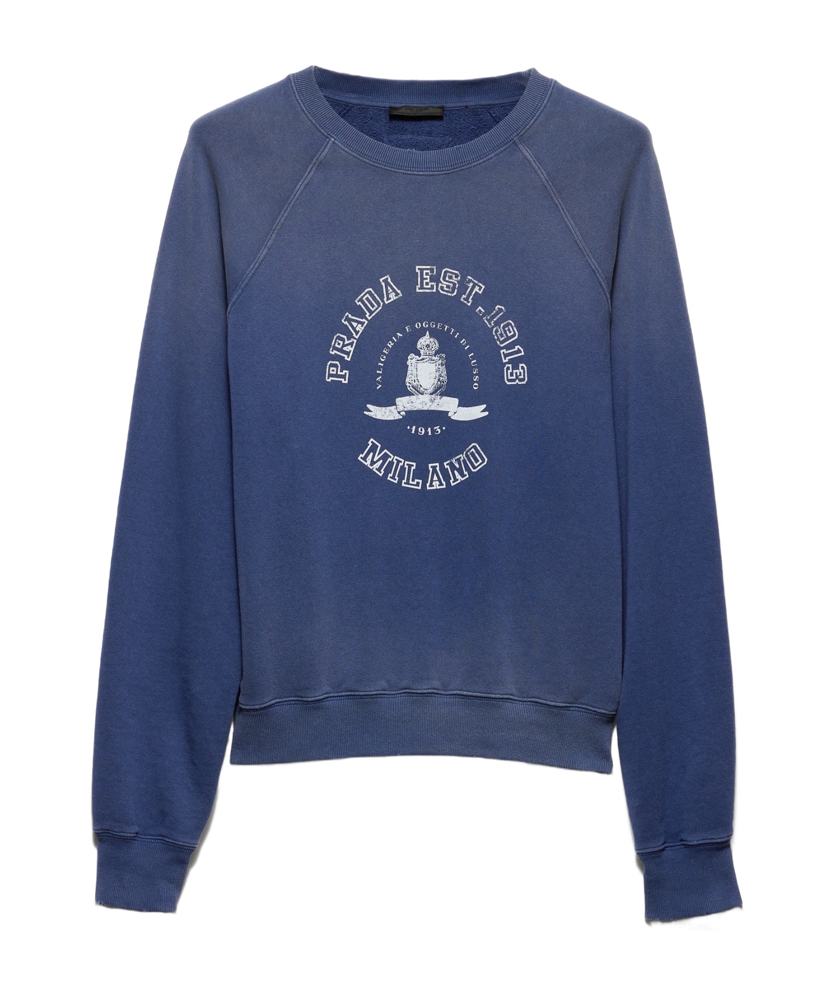 Prada Sweatshirt Aus Baumwollfleece In Navy Blue