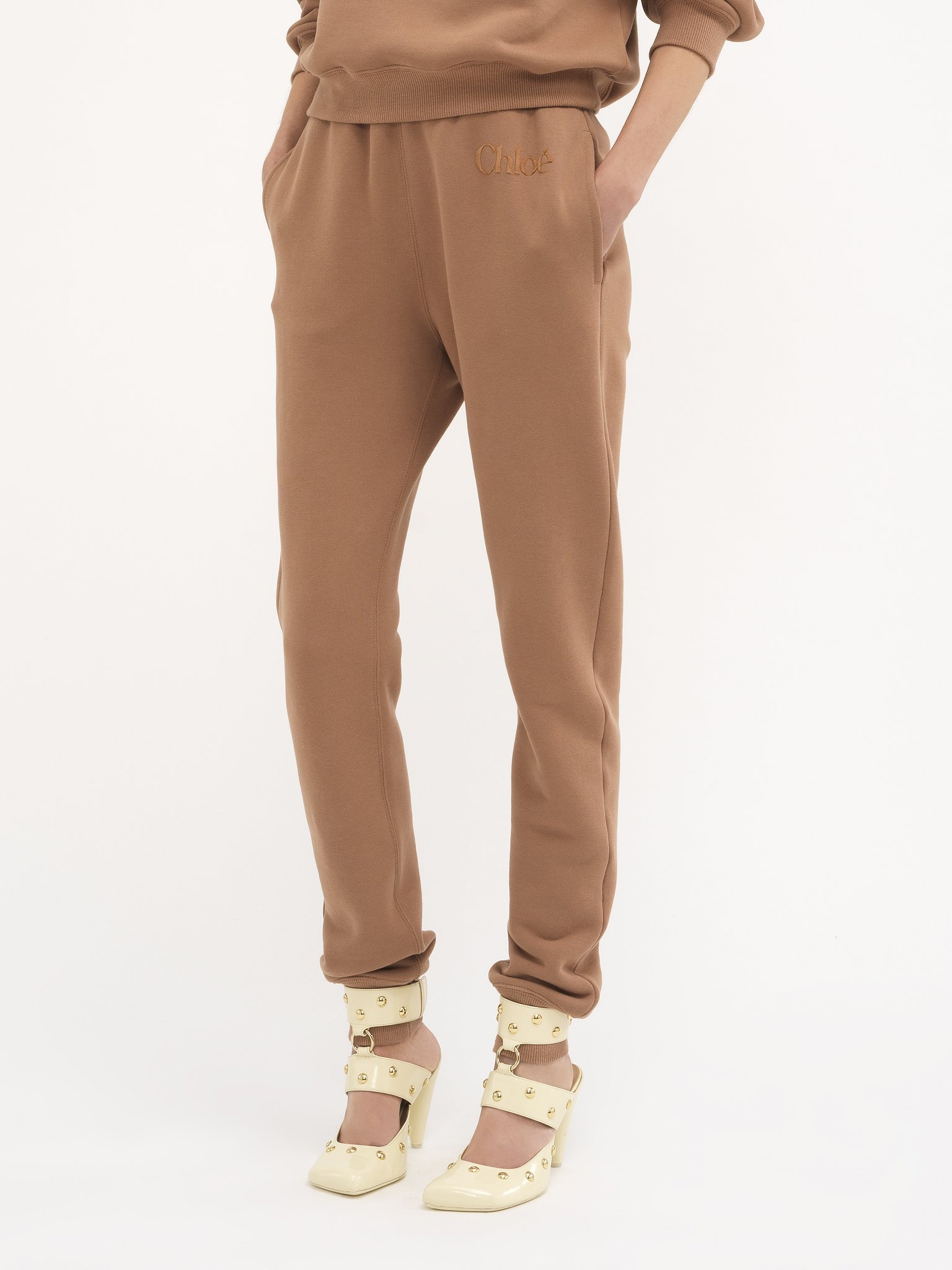Chloé Elastic Waist Sweatpants In Brown