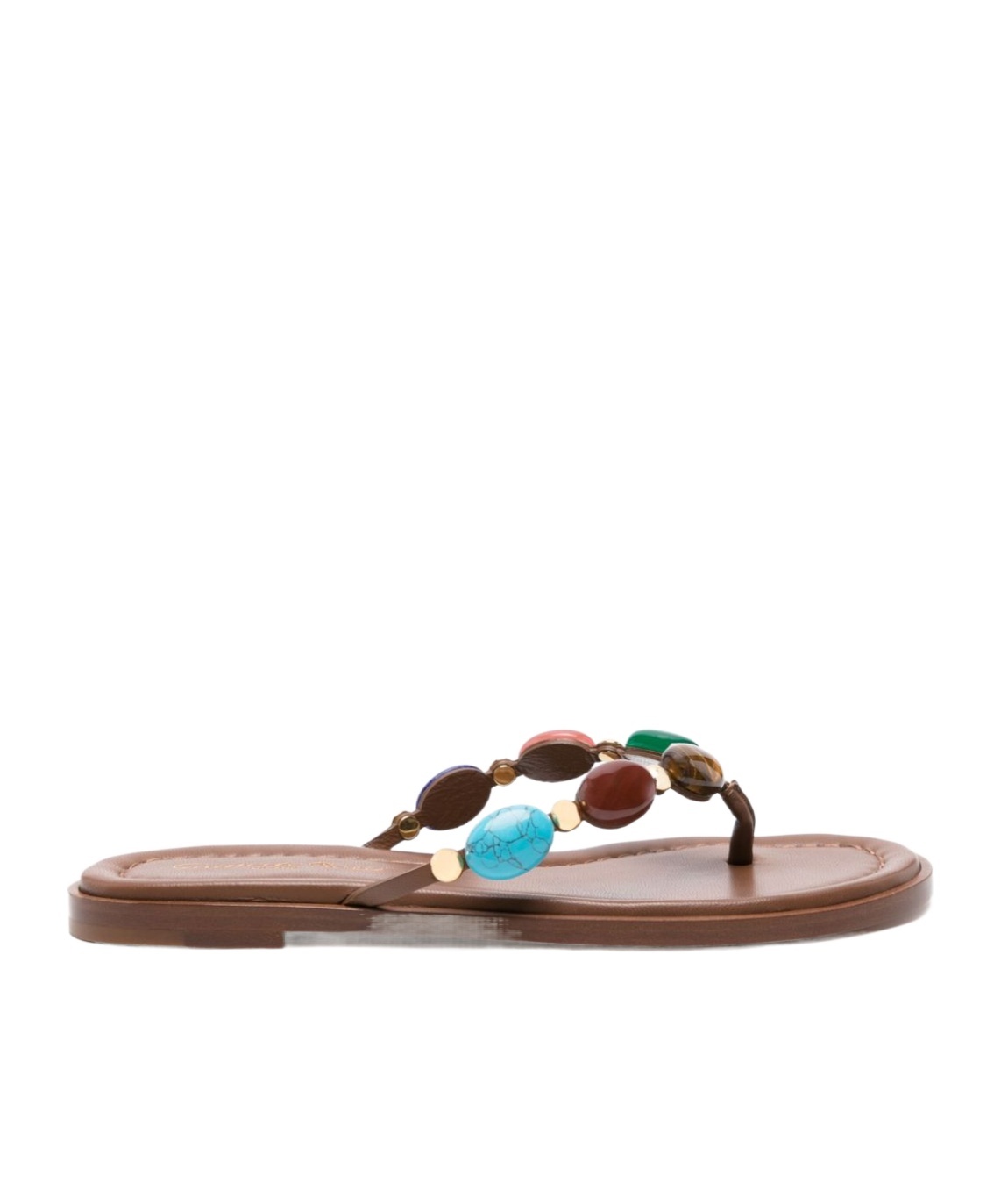 Gianvito Rossi Shanti Thong 05 Leather Slides In Brown