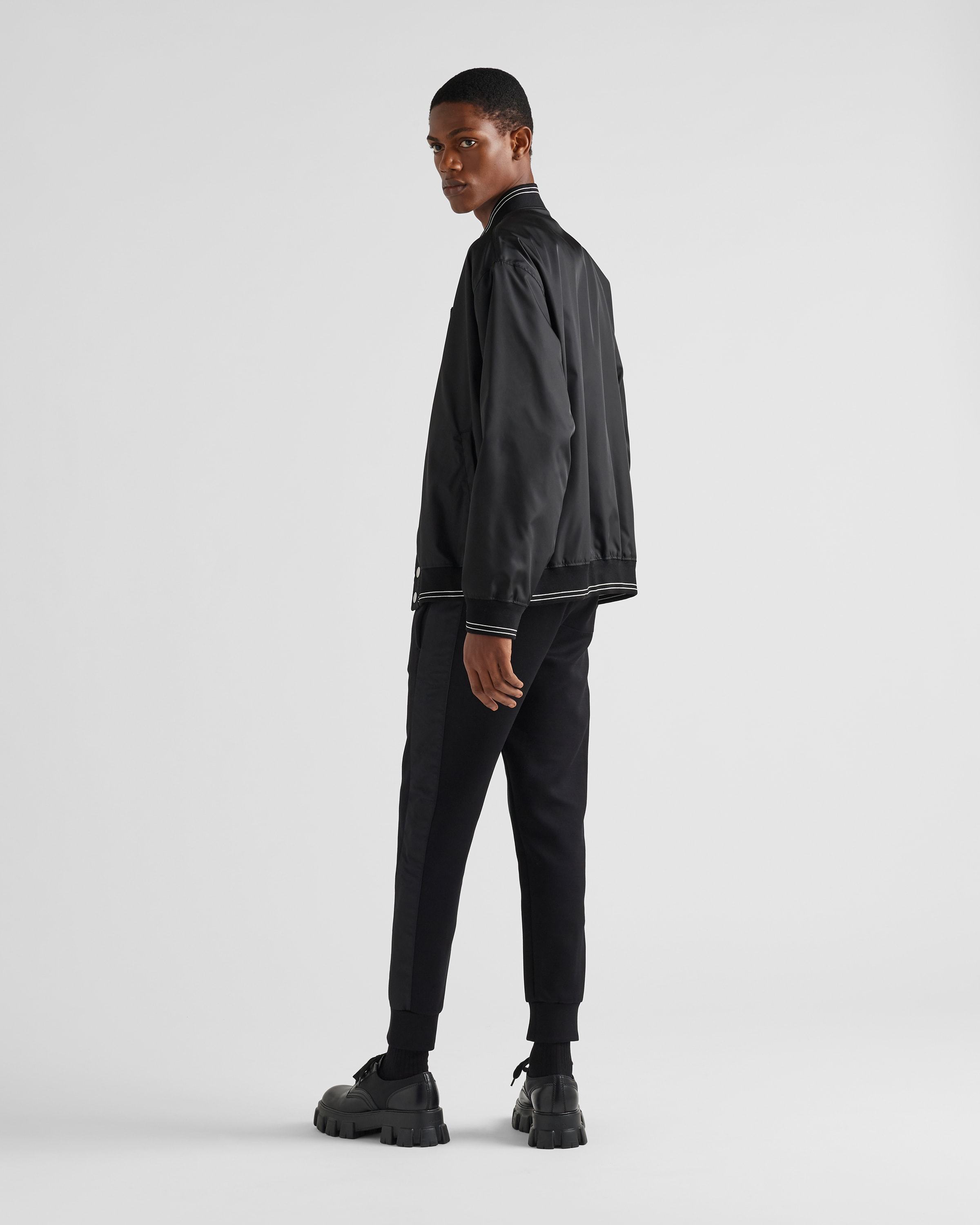 Prada Mens Black Contrast-trim Tapered-leg Cotton And Nylon Jogging Bottoms In Black