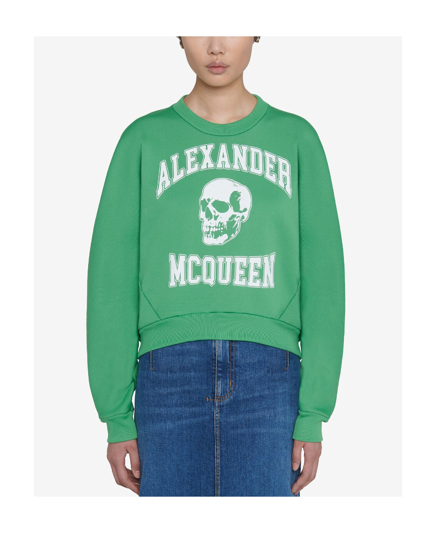 Alexander Mcqueen Mcqueen Women 'varsity Skull' Sweatshirt In Green