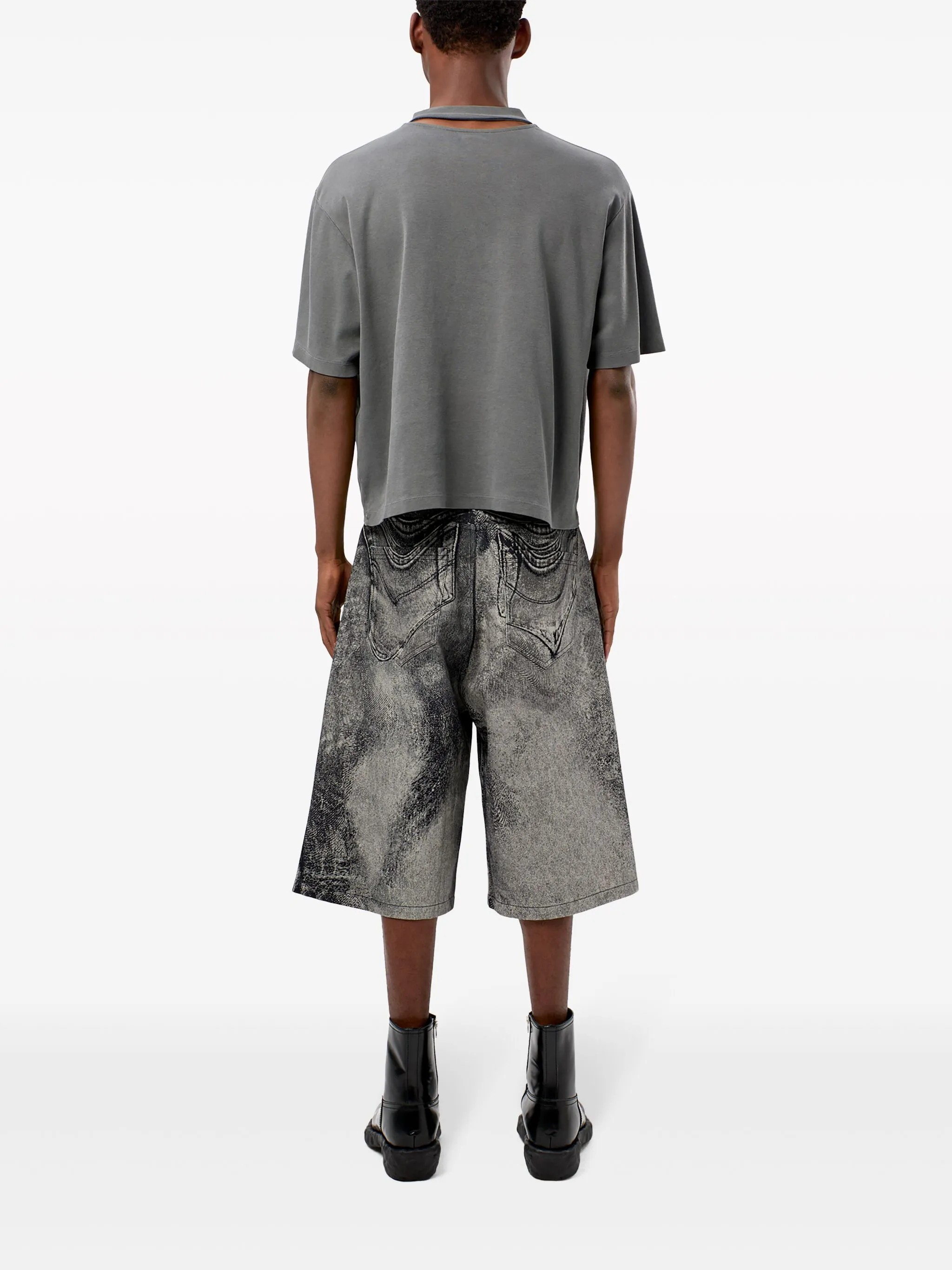 Camperlab Distorted Print Denim Shorts