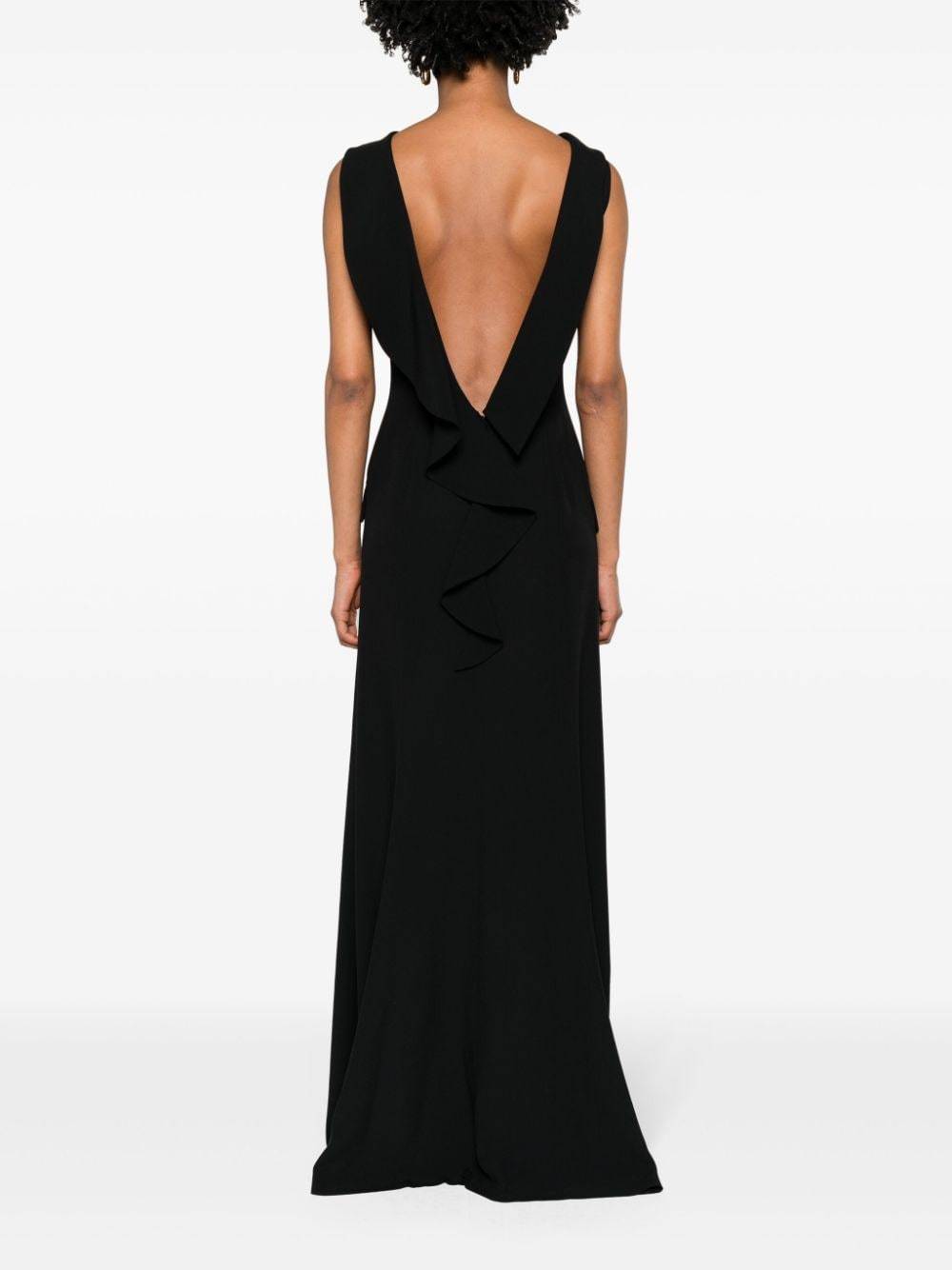 Alberta Ferretti Low-back Sleeveless Maxi Dress In Black