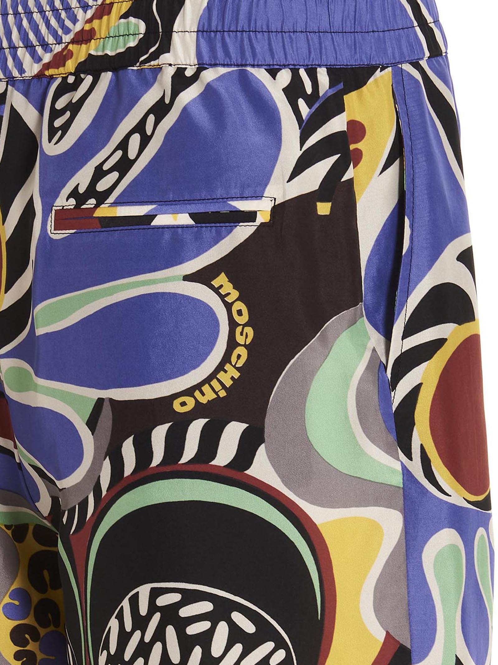 Moschino Printed Swim Shorts In Black