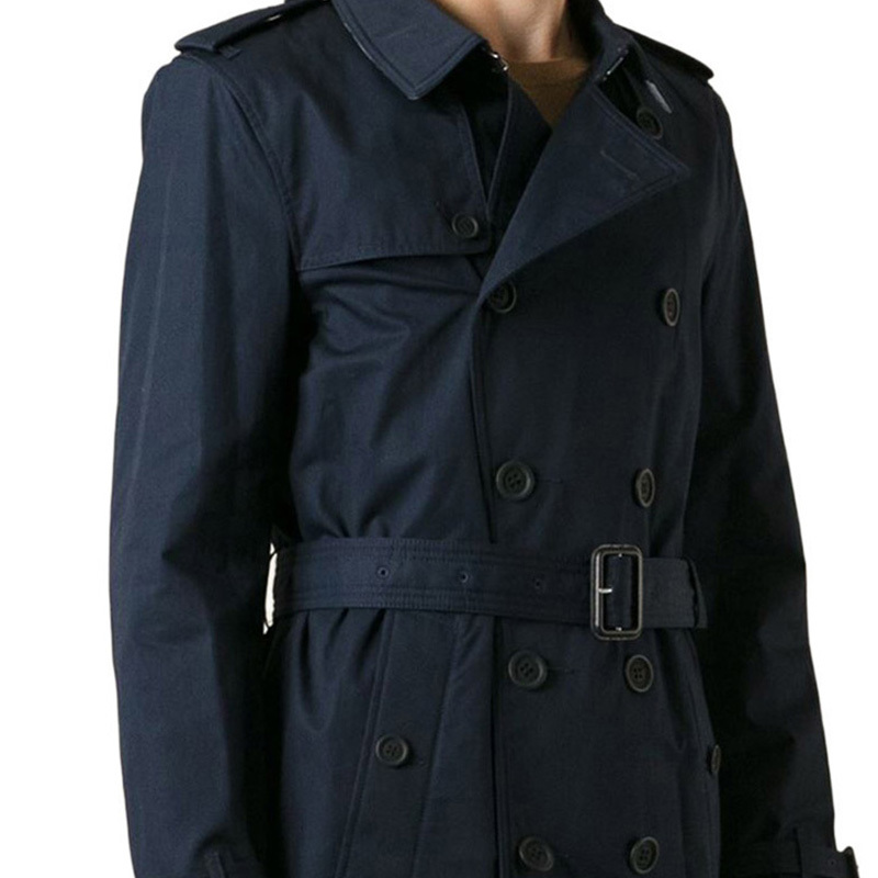 Burberry Double-row Buckle Belt Trench Coat In Black