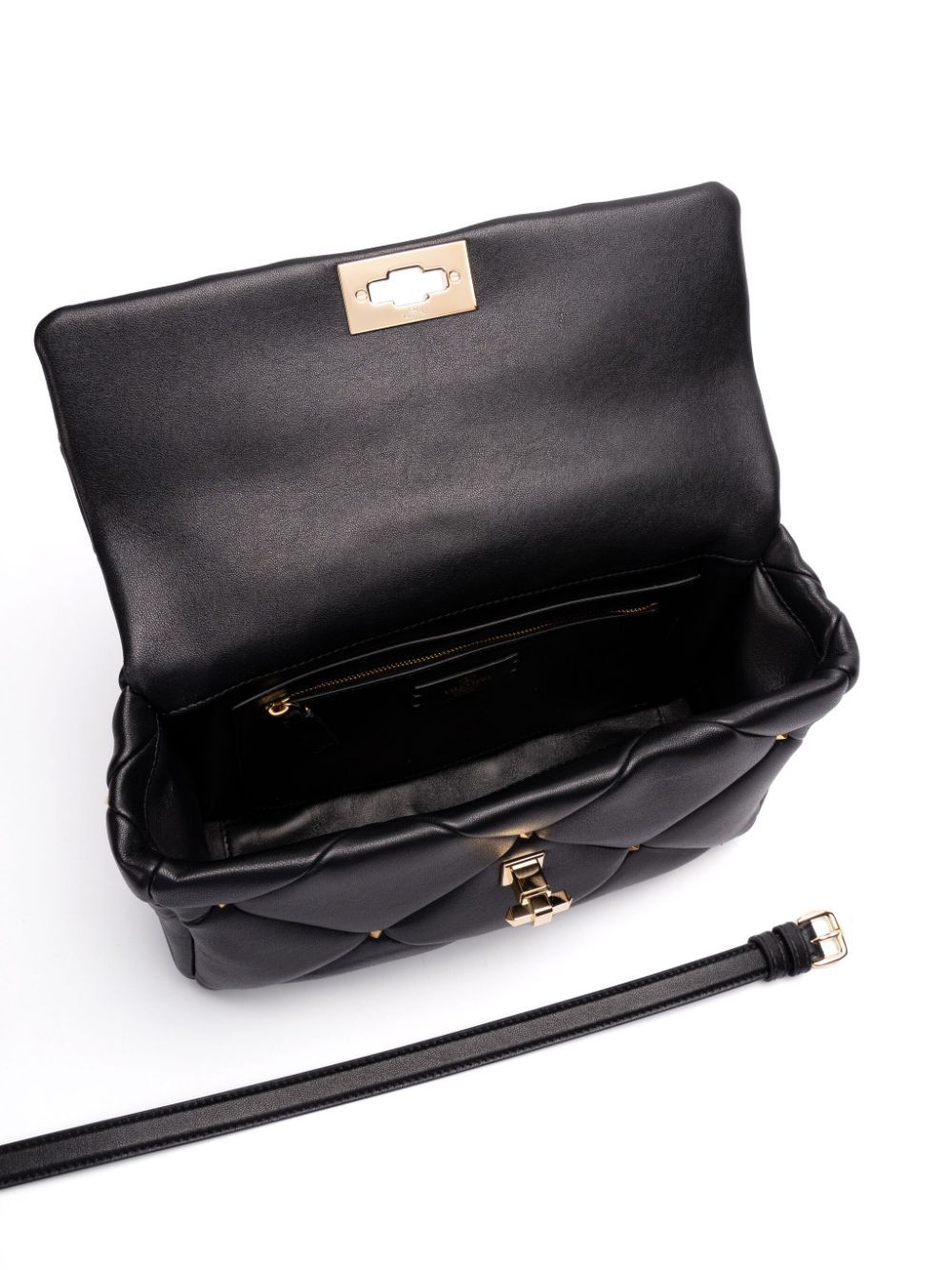 Valentino Quilted Calfskin Shoulder Bag In Black