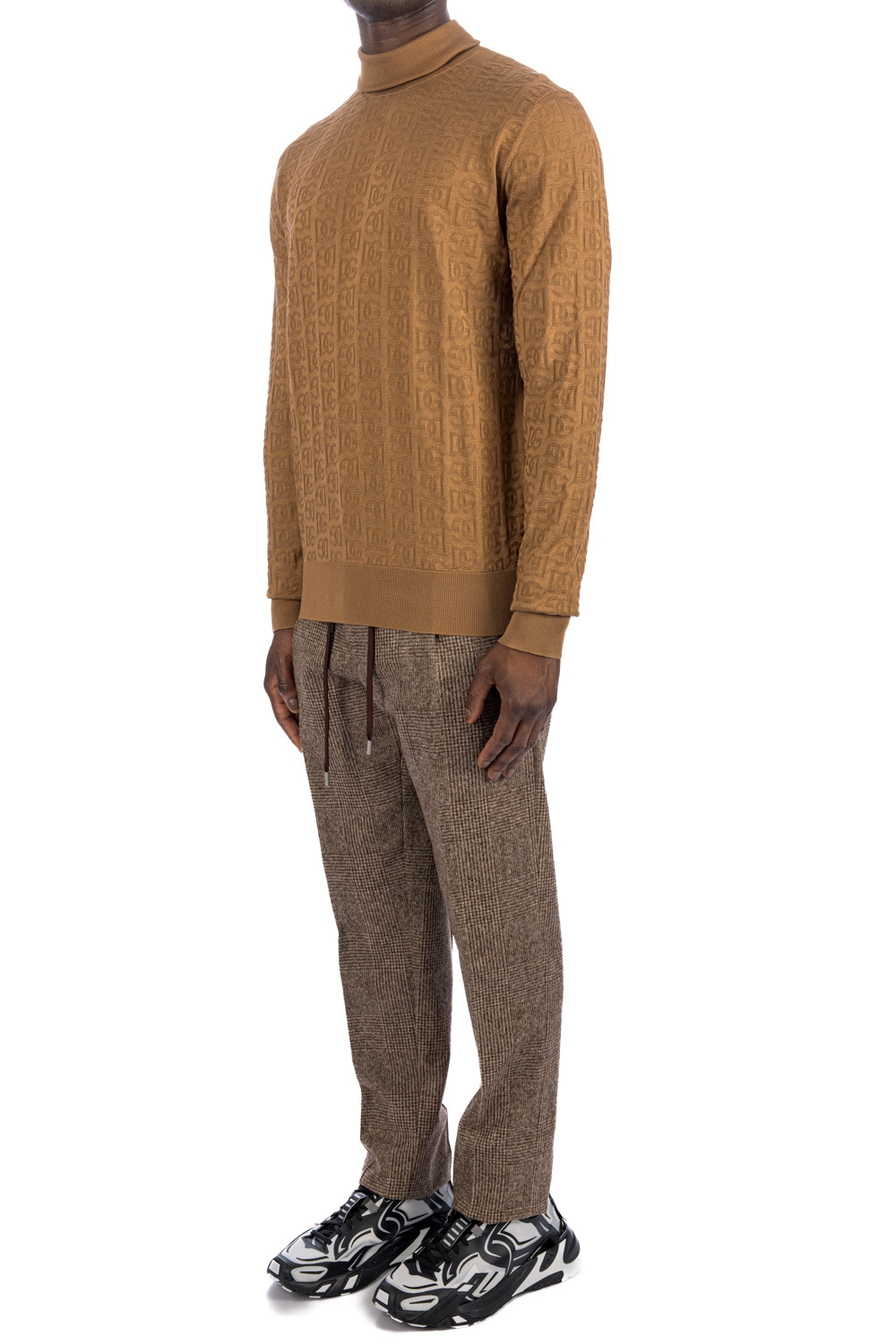 Dolce & Gabbana High Neck Silk Sweater In Brown
