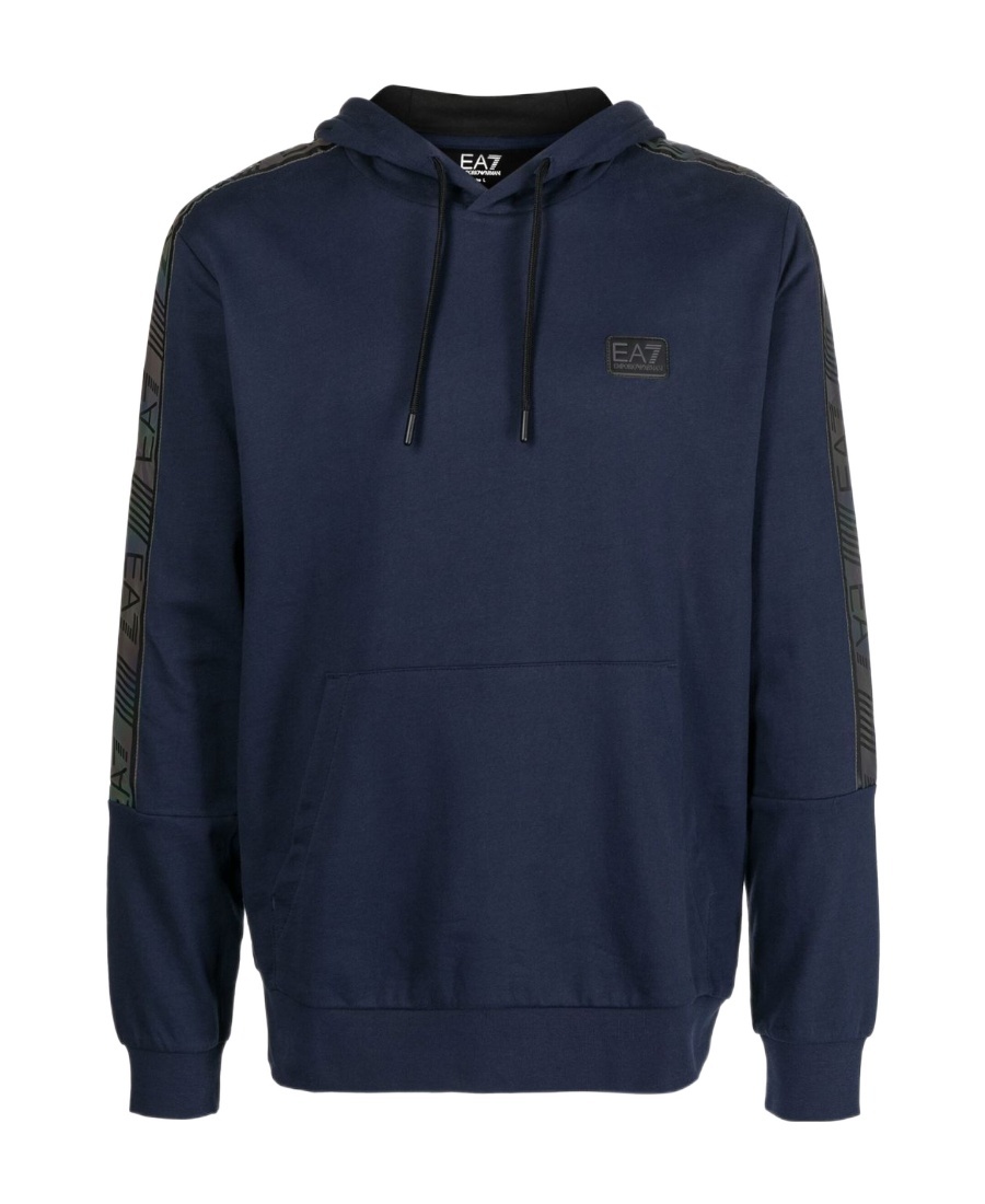 Ea7 Logo-patch Hoodie In Blue