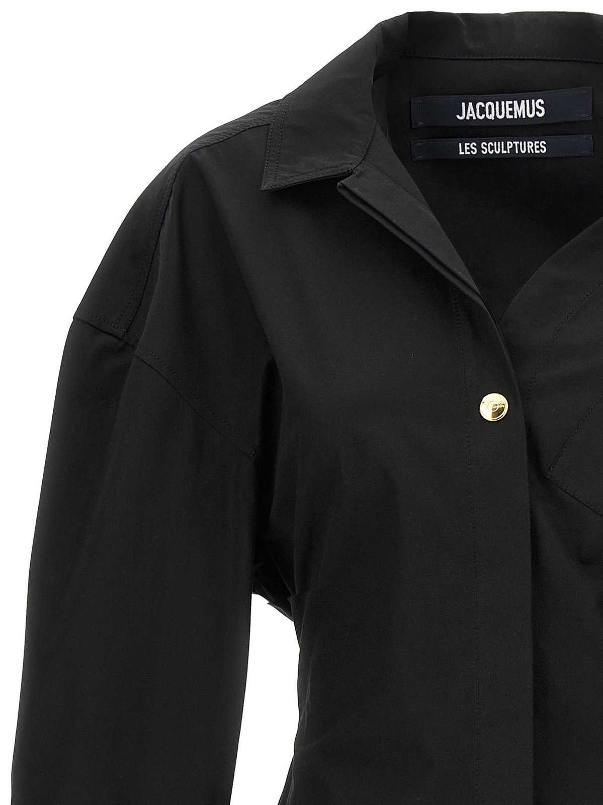 Jacquemus Asymmetric Mini Shirt Dress In Black