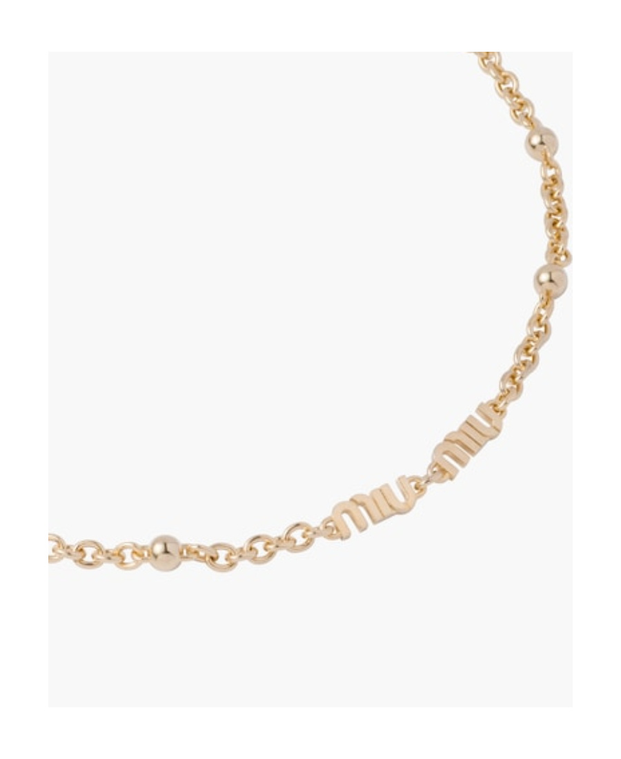 Miu Miu Logo-embellished Chain Necklace In Yellow