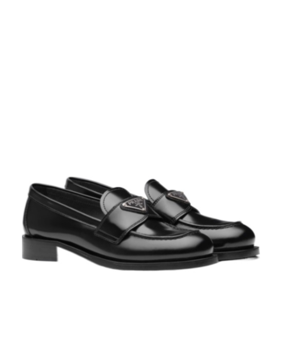 Prada Leather Loafers With Round Toe And Shiny Finish In Multi