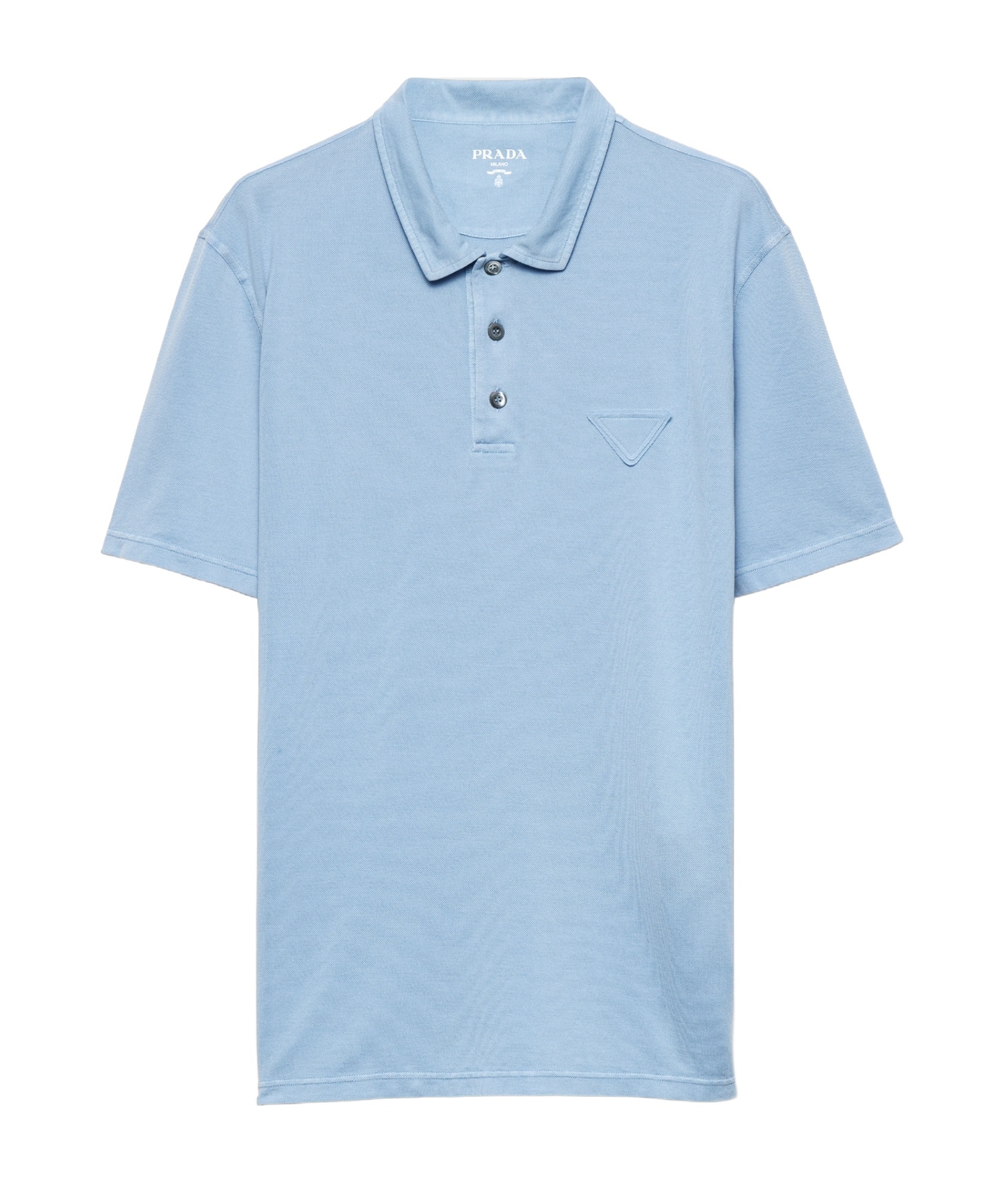 Shop Prada Short-sleeved Piqué Polo Shirt In Periwinkle Blue