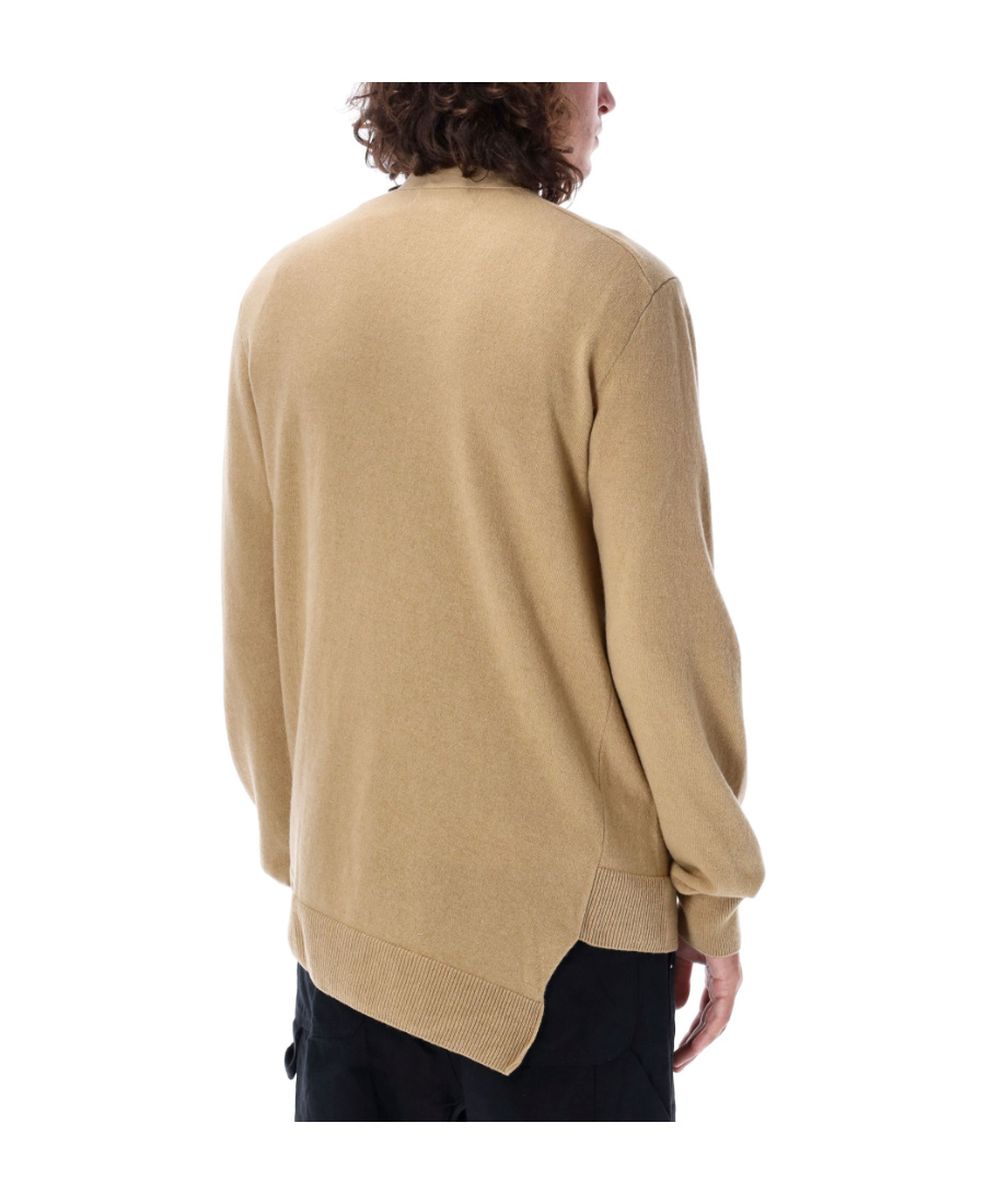 Comme Des Garçons Asymmetrical Knitted Cardigan In Nude