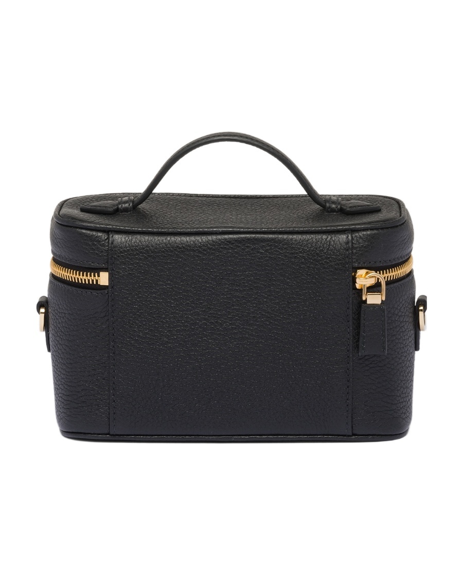 Prada Logo-plaque Leather Tote Bag In Black