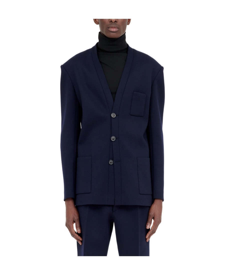 Maison Margiela Logo-detail Single-breasted Blazer In Black