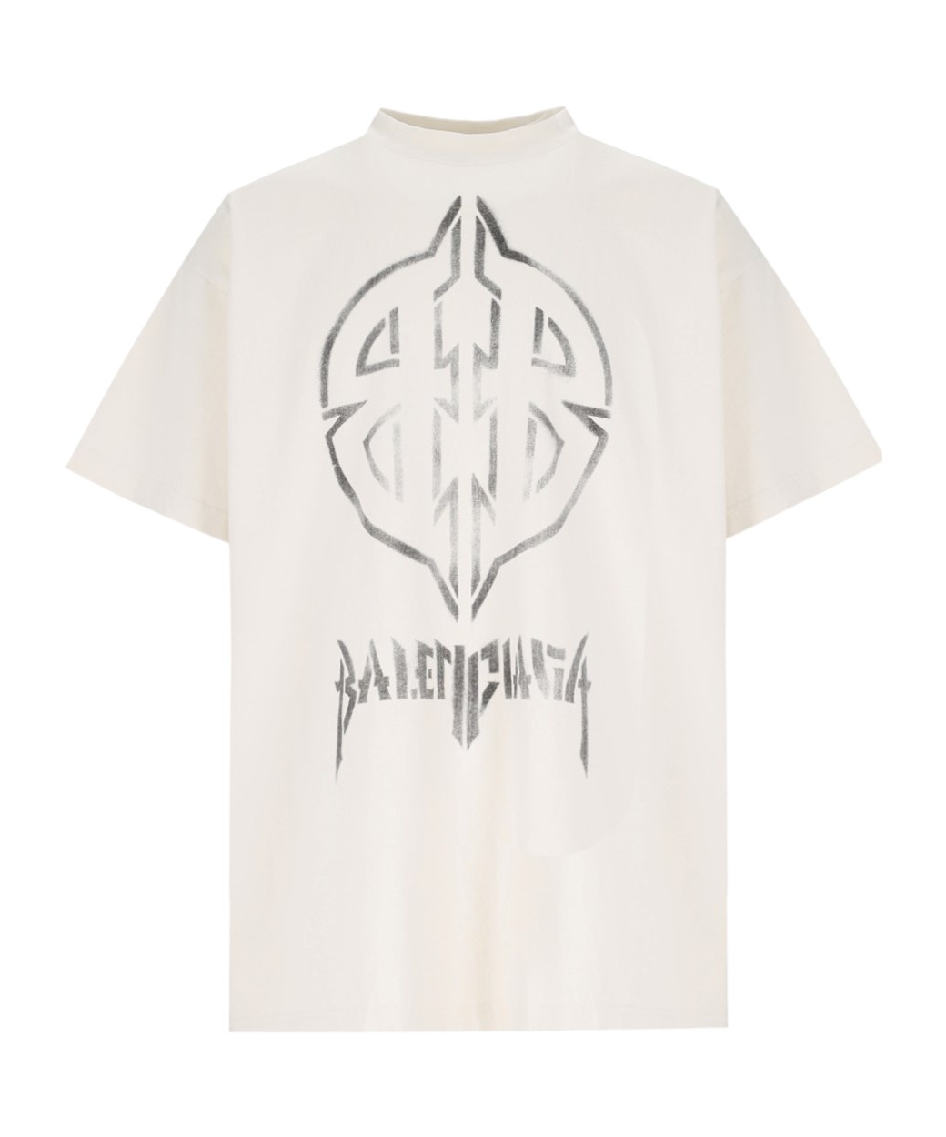 Shop Balenciaga Metal Bb Stencil Cotton T-shirt In White