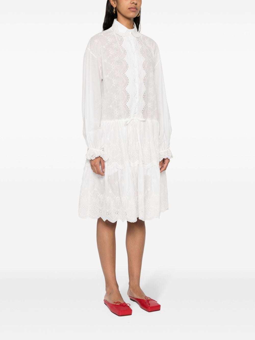 Ermanno Scervino Floral-embroidery Mini Dress In White