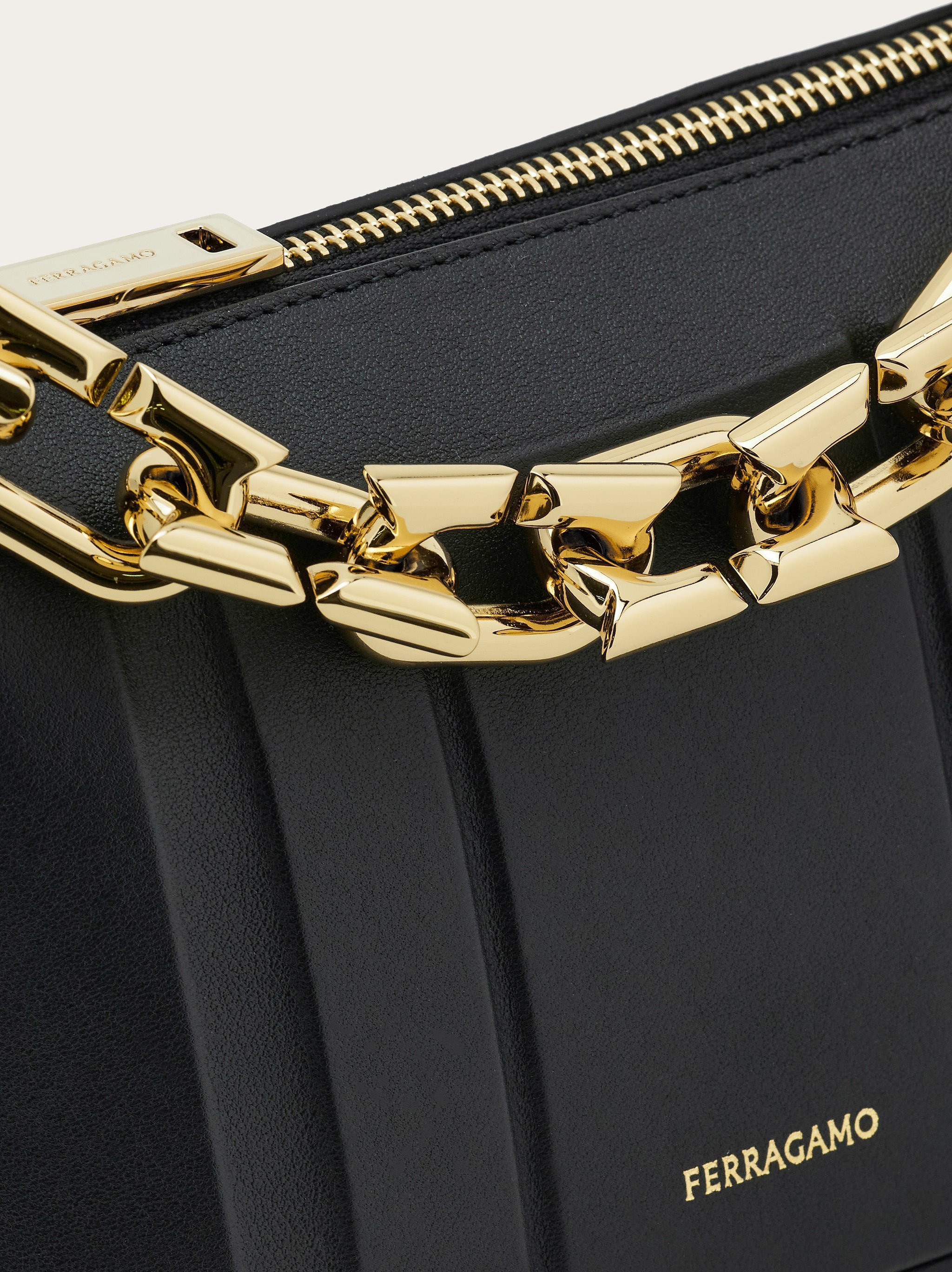 Ferragamo Gancini Chain Mini Bag In Black