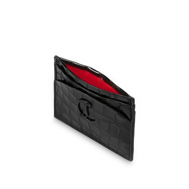 Christian Louboutin Black Loubi54 Brand-embossed Leather Card Holder In Black