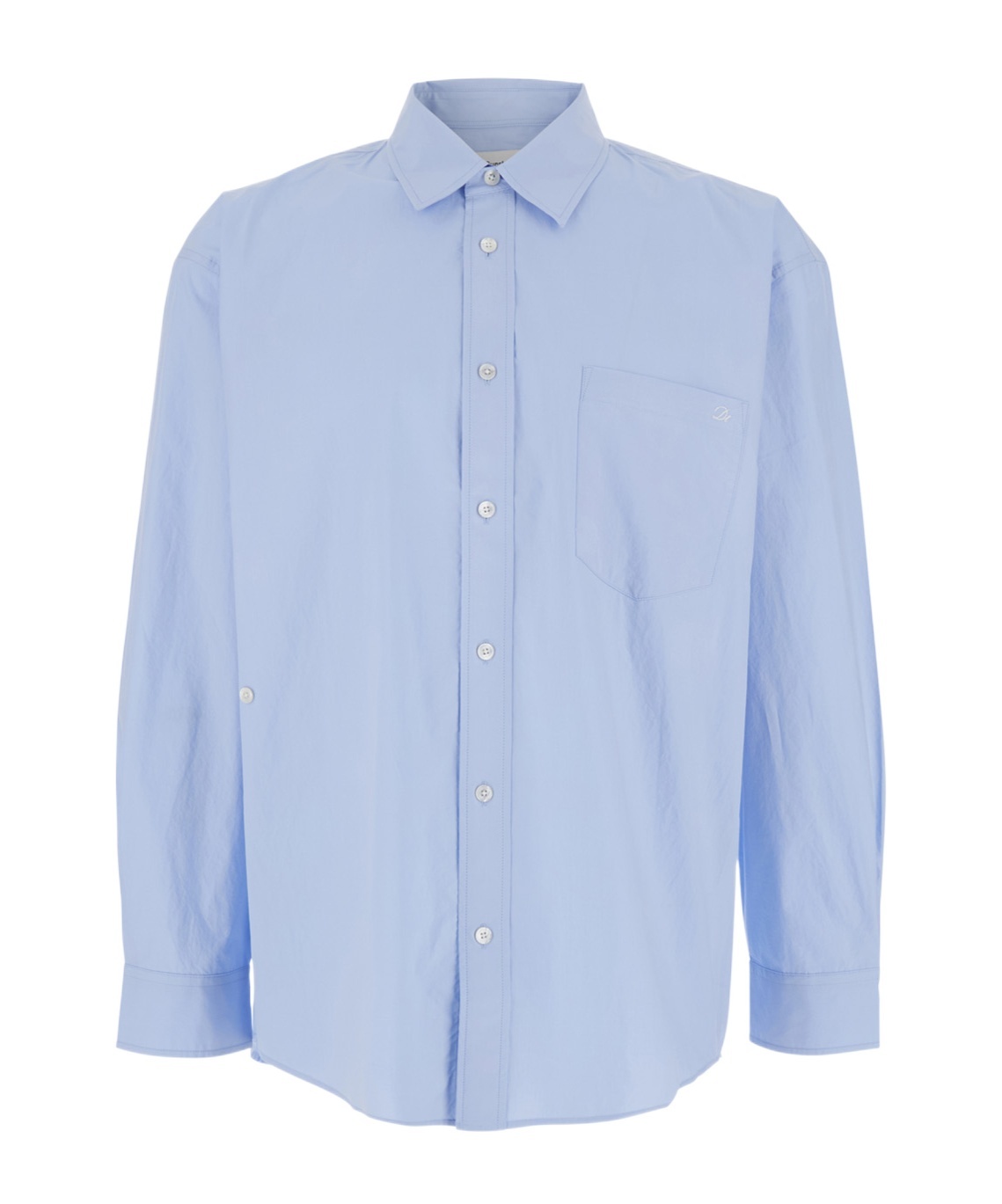 Dunst Light Blue Shirt With Patch Pocket On The Front And Embroidered Logo In Cotton Poplin Man