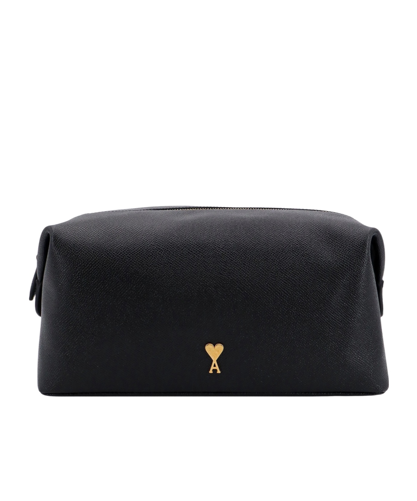 Ami Alexandre Mattiussi Ami Logo Plaque Zip-up Toilet Pouch In Black