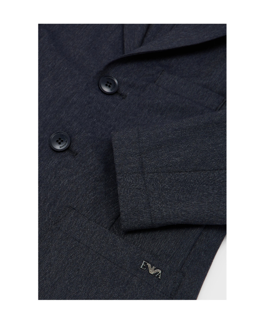 Emporio Armani Single-breasted Blended Suit Jacket In Blue