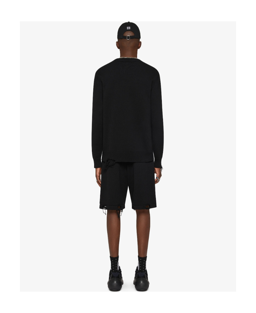 Givenchy 4g-motif Distressed Cotton Sweatshirt In Black