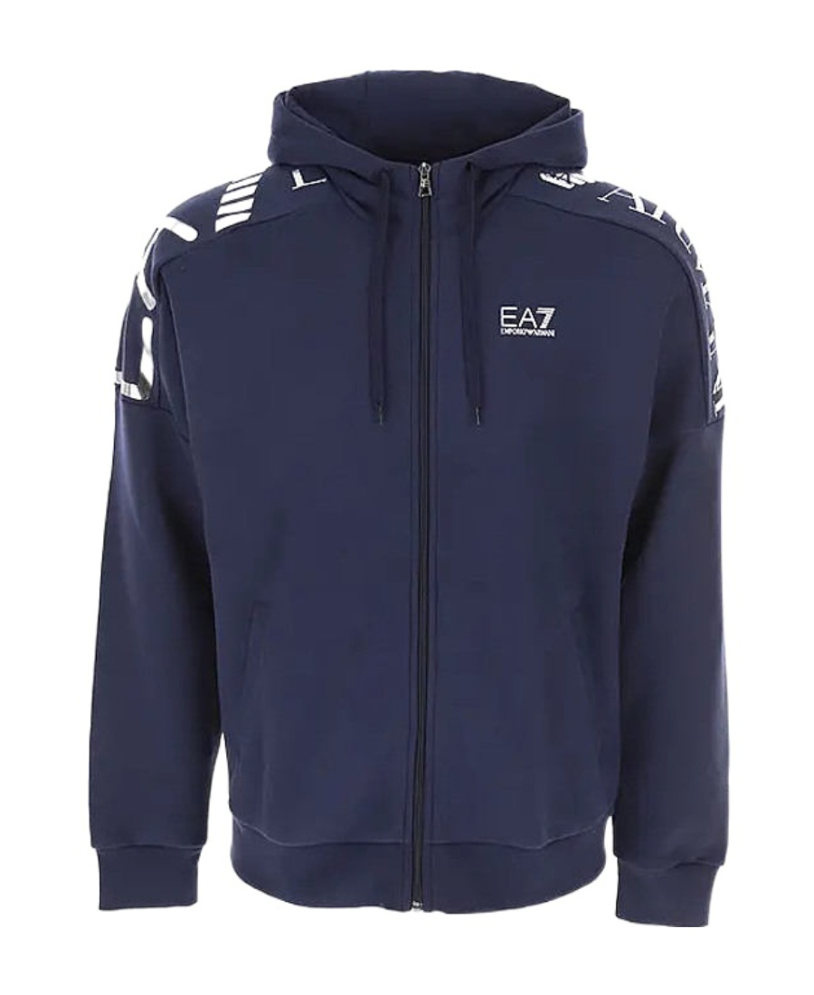 Ea7 Hooded Zipper Sweater In Black