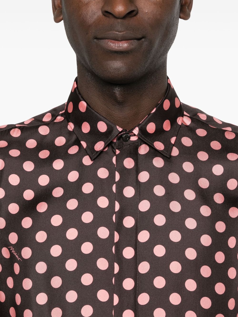 Moschino Polka-dot Silk Shirt In Black