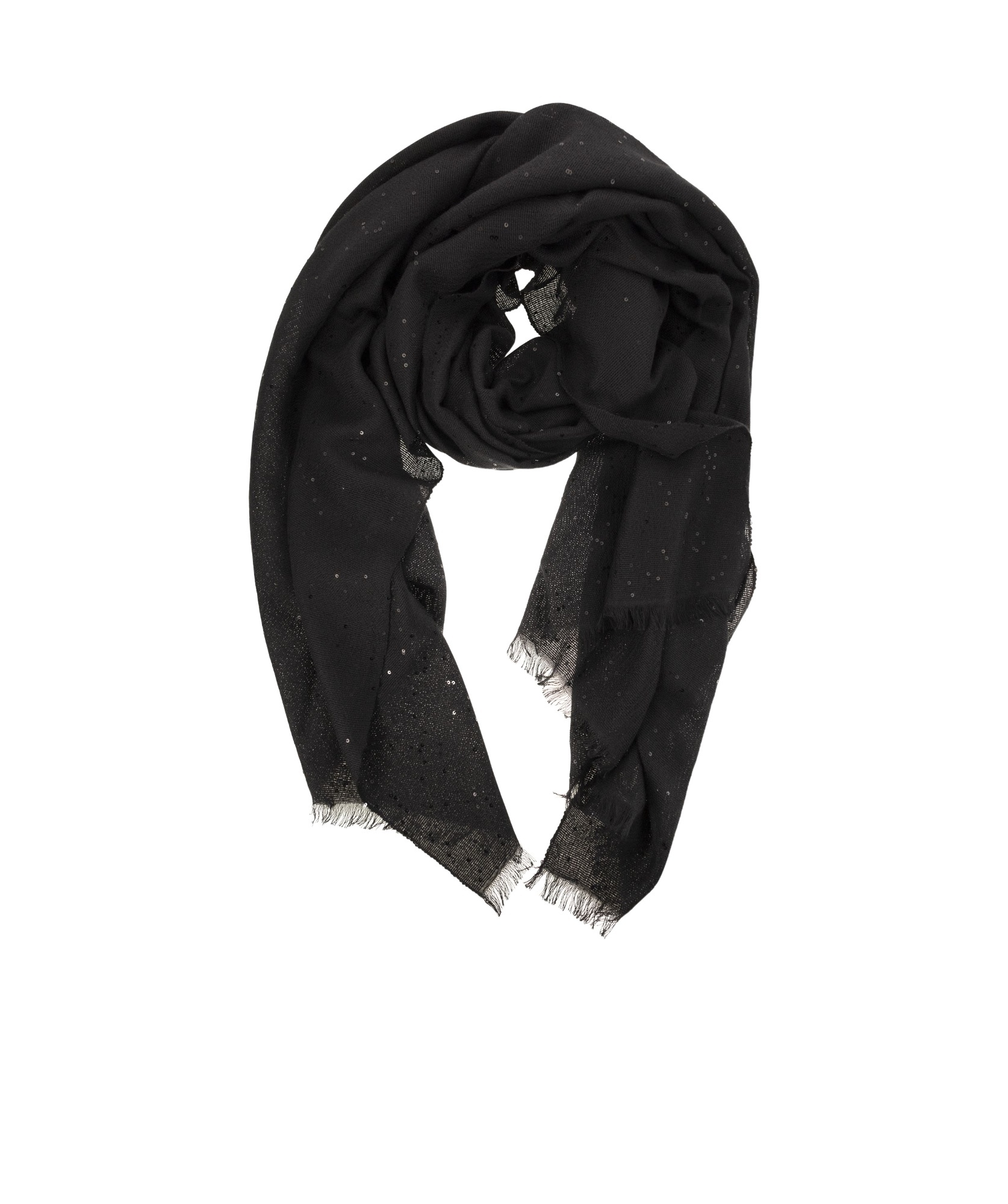 Brunello Cucinelli Sequin Cashmere-blend Scarf In Black