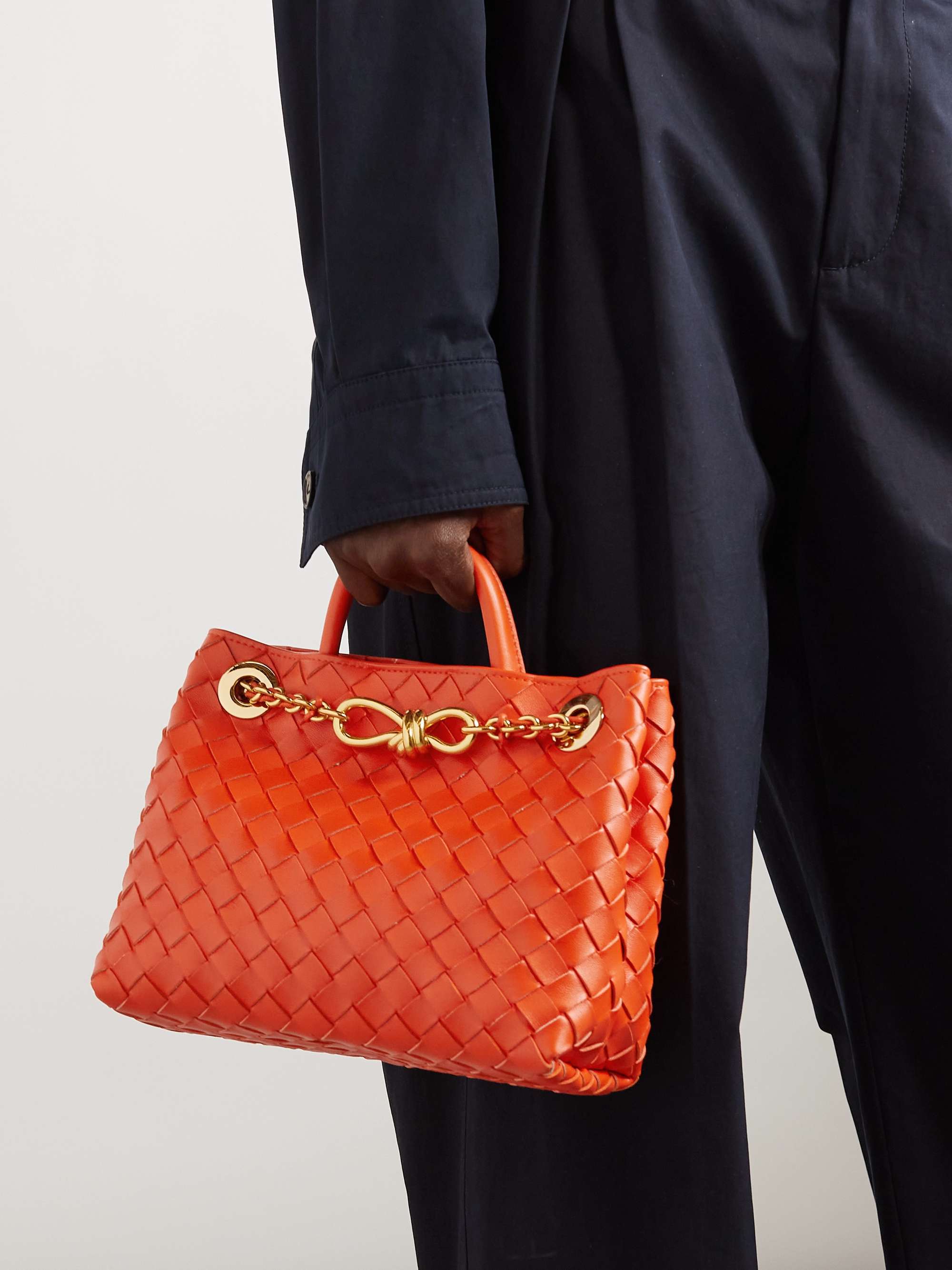 Bottega Veneta Small Andiamo Shoulder Bag With Chain Strap In Red