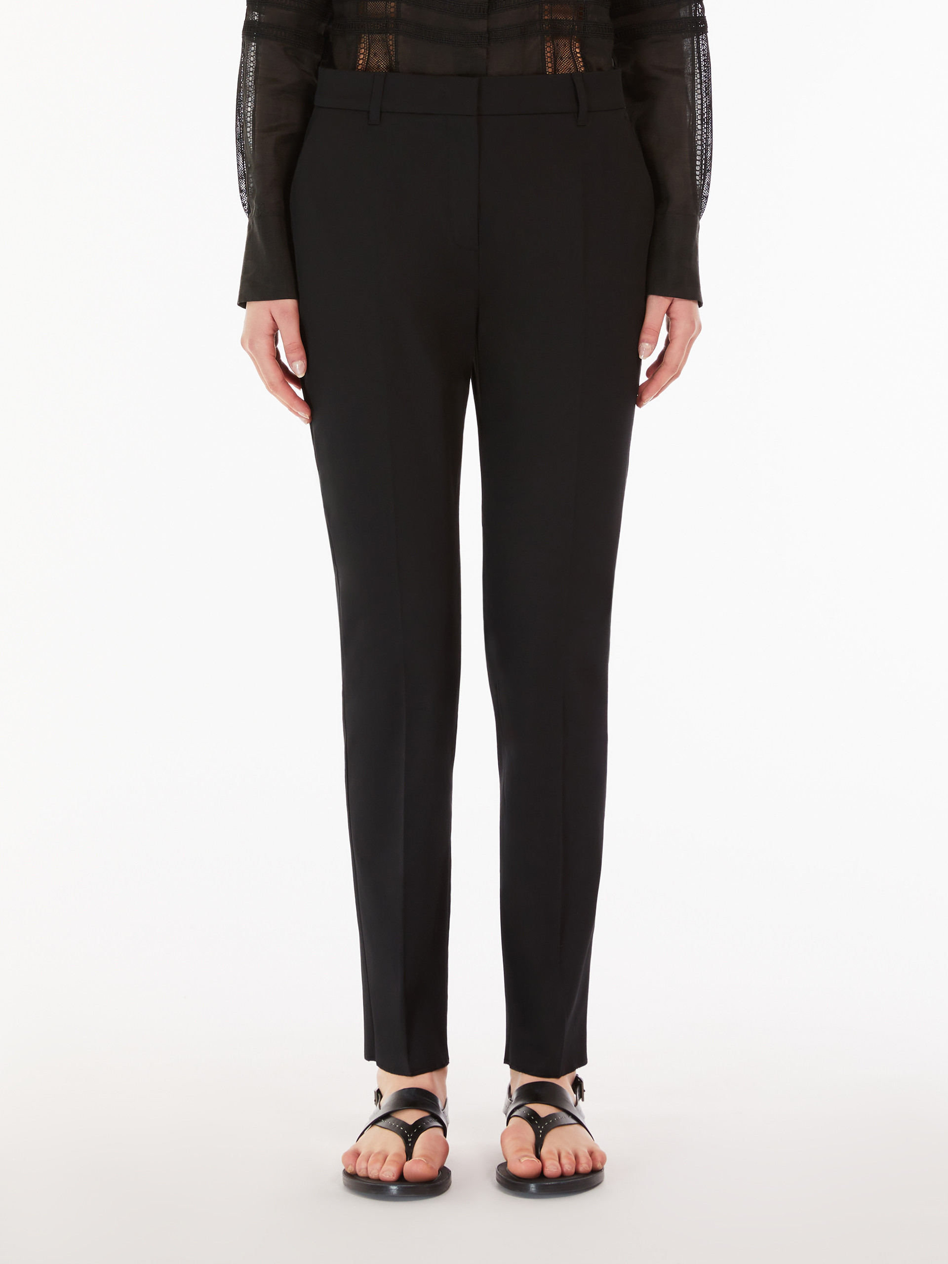 Max Mara Jersey Trousers With Belt Loops And French Pockets In Black