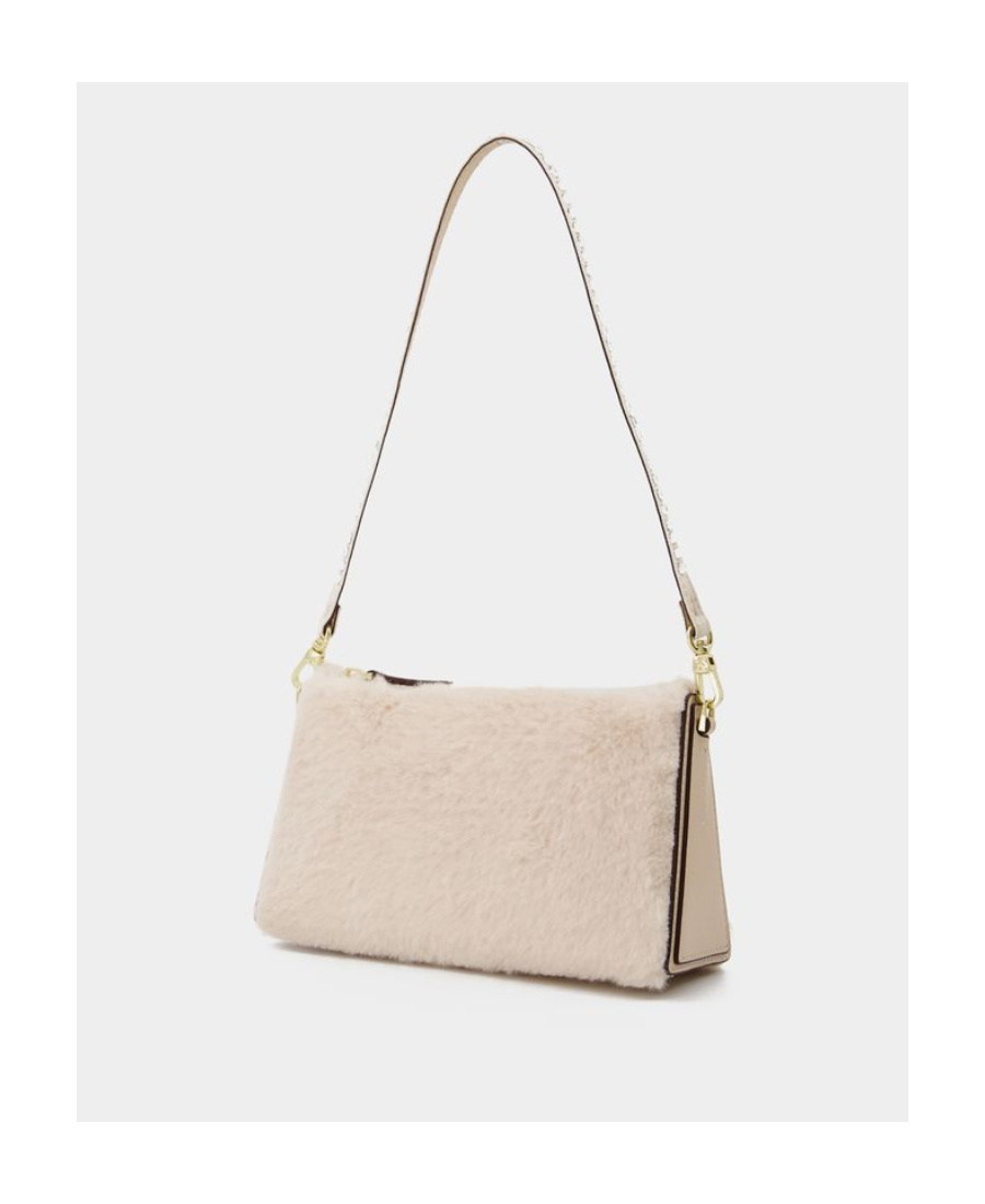 Manu Atelier Mini Artificial Fur Shoulder Bag In Nude