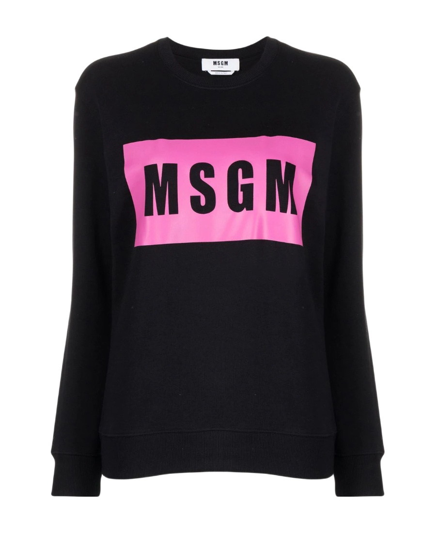 Msgm Logo-print Crew Neck Sweatshirt In Black