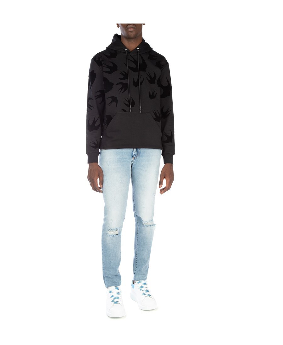 Mcq By Alexander Mcqueen Printed Hooded Sweater In Black