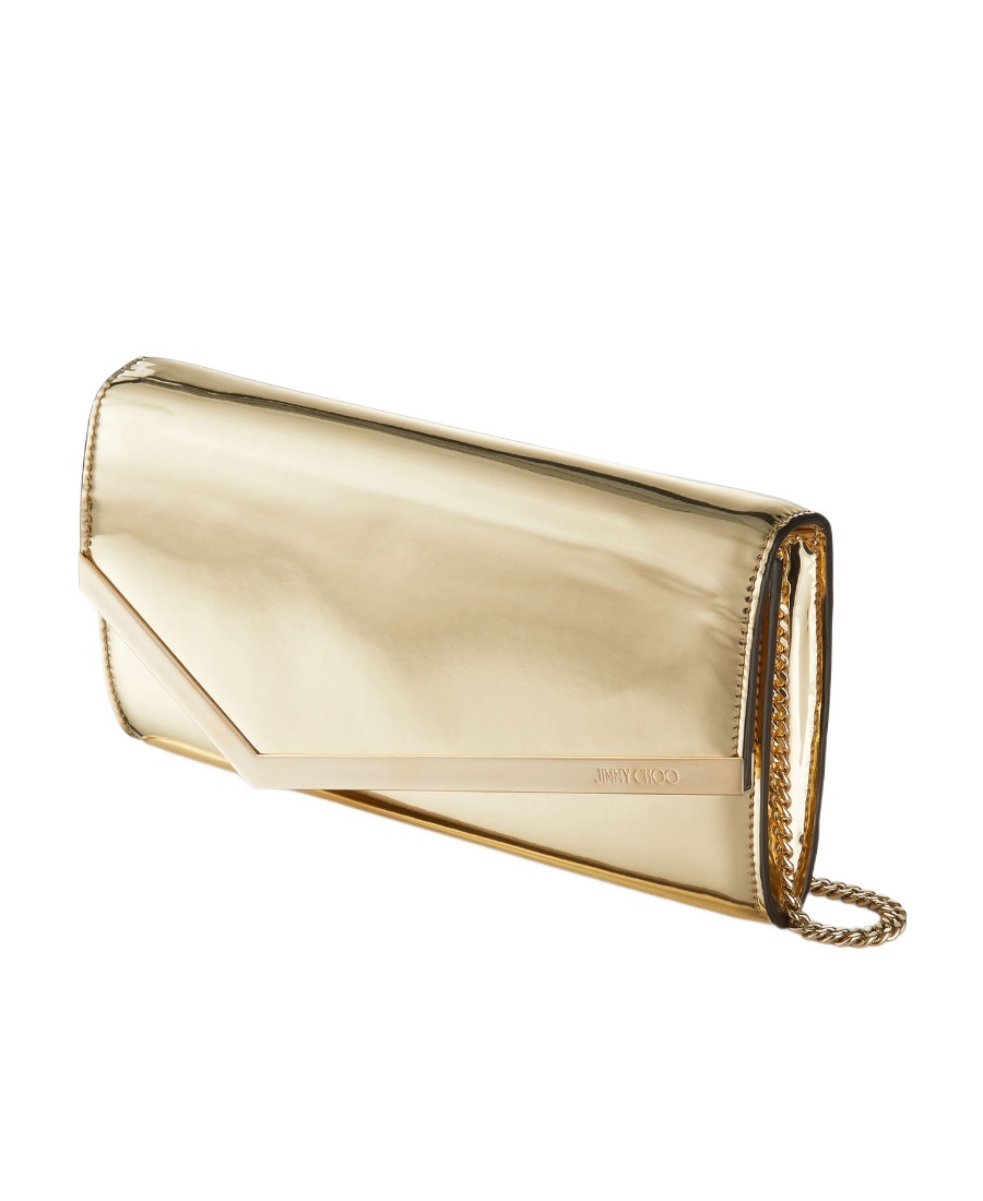 Jimmy Choo Emmie Clutch In Mirror Fabric In Gold