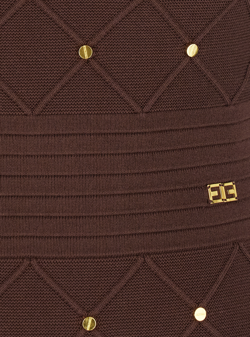 Elisabetta Franchi Knitted Mini Dress With A Slim Fit In Brown