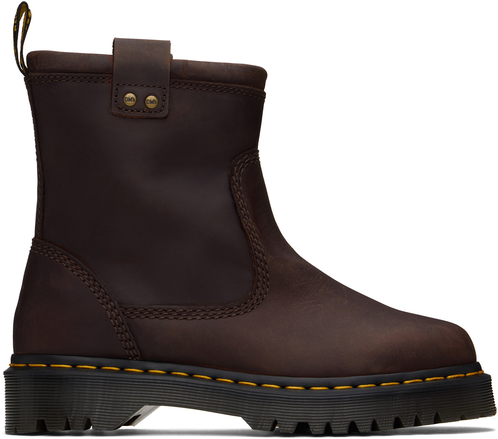 Dr. Martens' Brown Anistone Lo Leather Biker Boots In Black