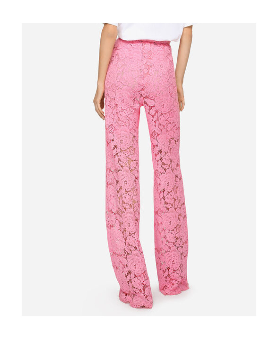 Dolce & Gabbana Floral Lace Tailored Trousers In Pink