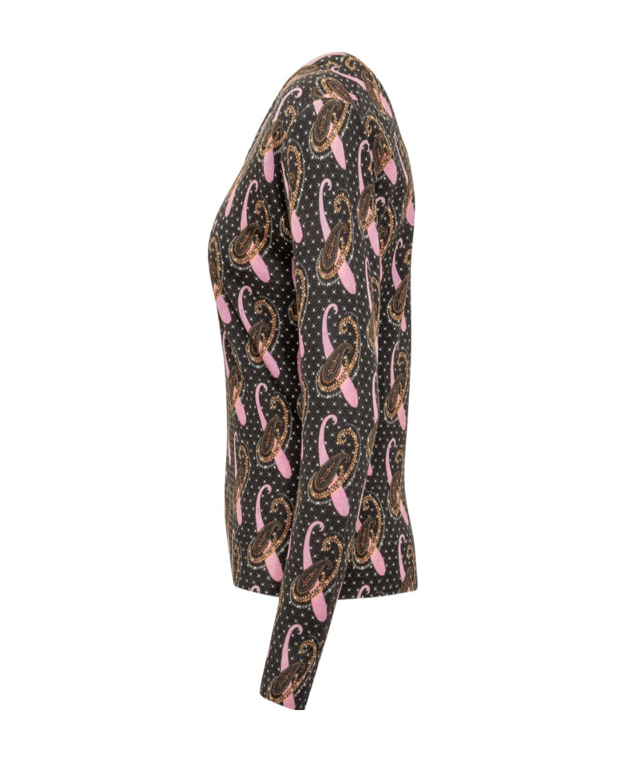 Etro Paisley-print Virgin Wool Top In Black