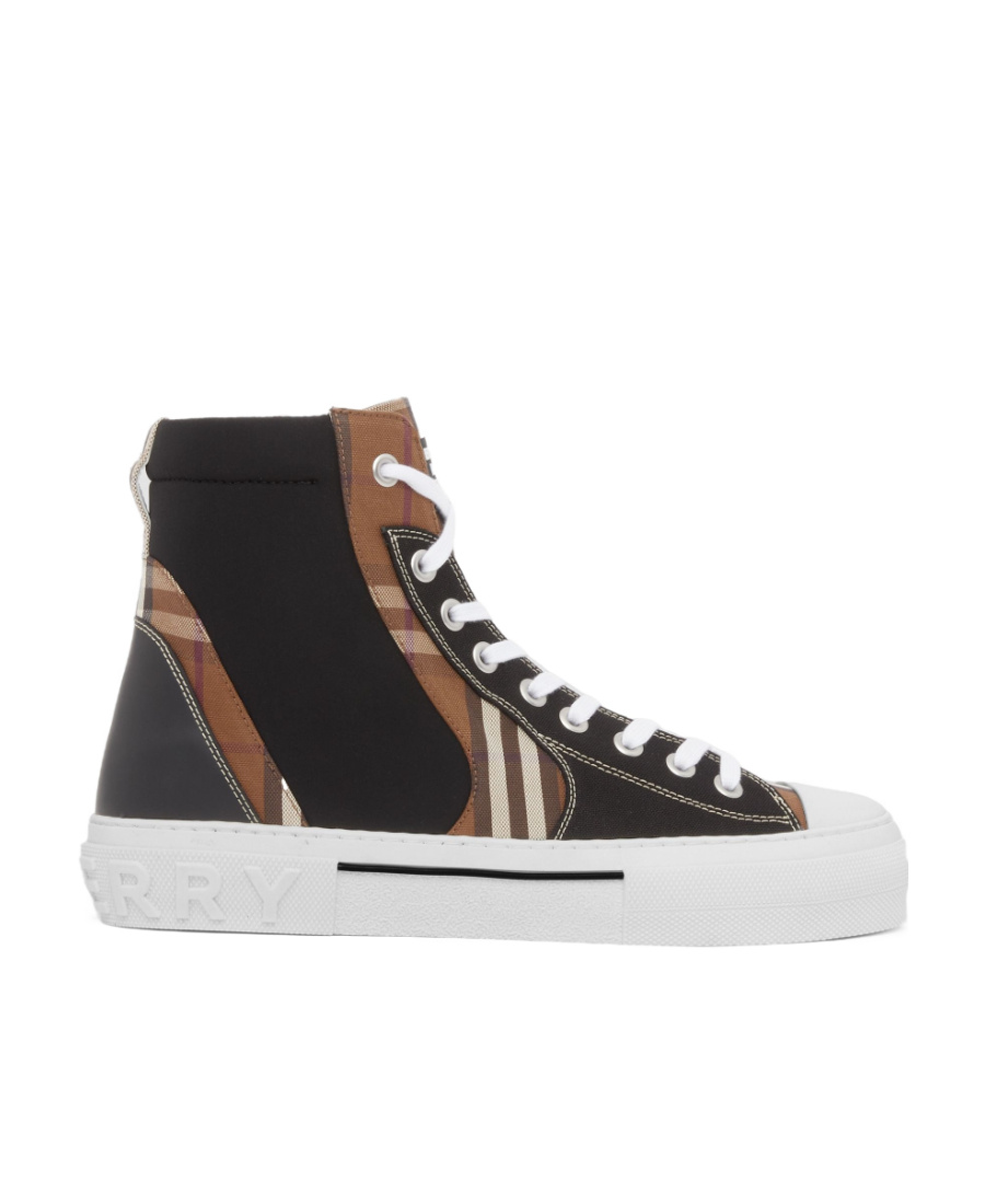 Burberry Vintage Check-print High-top Sneakers In Black
